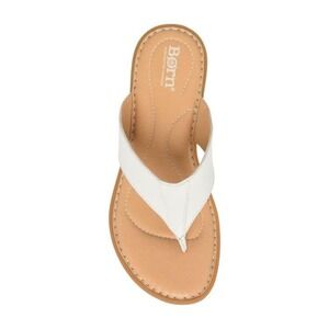 Born Ciara White Leather Flip Flop Sandals Womens Sz 8 Flat Thong NEW